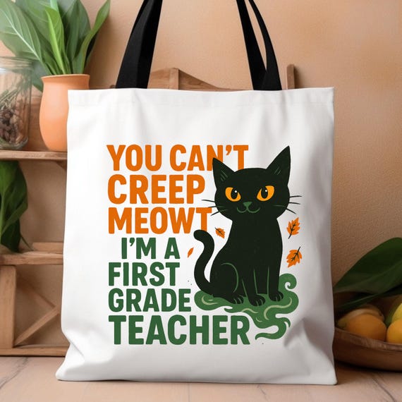 Funny 1st Grade Teacher Halloween Tote Bag, Gift for Fall Teachers, Group Tote, School Bag, Autumn Teacher Appreciation Gift, Fall Festival