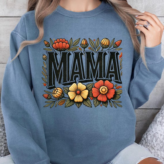 Retro Mama gift sweatshirt, floral design comfort color pullover, great for Mama or friend, stylish and comfy casual wear