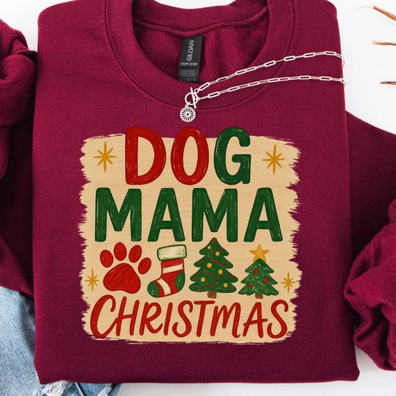 Dog Mama Christmas Sweatshirt, Holiday Pet Lover Gift