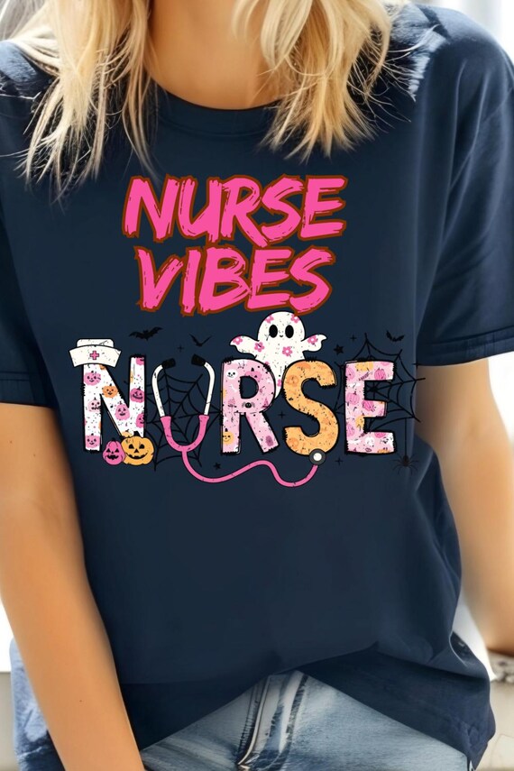 Coquette Nurse Vibes Ghost Tee, Nurse Halloween Vibe Shirt Gift, Scary Nurse Ghost t shirt, Spooky RN t-shirt
