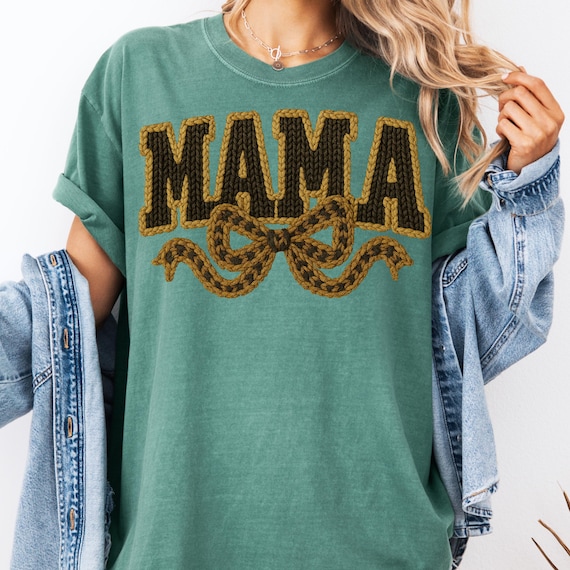 Faux Crochet Mama comfort color Tee | Coquette Yarn-Inspired Mama T-Shirt