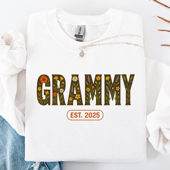Floral Grammy Shirt, New Grandma Gift, Est 2025