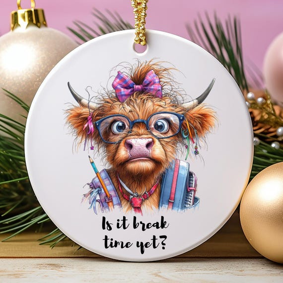 Teacher Heifer Ornament Cow Christmas Décor, Cow Xmas Ornament Highland Cow Xmas, Christmas For Cow Gift For Cow Lover, Funny Xmas Ornament