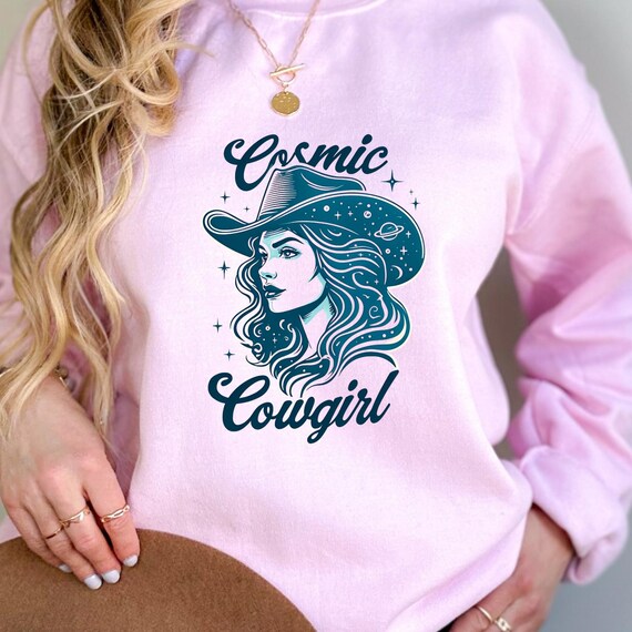 Cowgirl Cosmic Sweatshirt  Western Crewneck, Cowgirl Lovers Gift Cosmic Cowgirl Gift for Her, Galaxy Cowgirl Sweatshirt