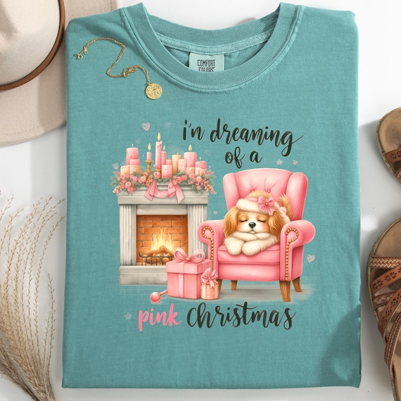 Pink Christmas Dog Shirt: Cozy Holiday Tee for Puppy Lovers