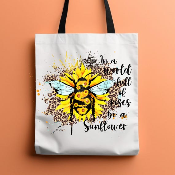 Sunflowers Tote Bag  Bee Sunflower Gifts,  Mom Shopping Bag Farmers Market Bag,  Reusable Tote Bag Tote Bag For Women, Sunflower Bag for her