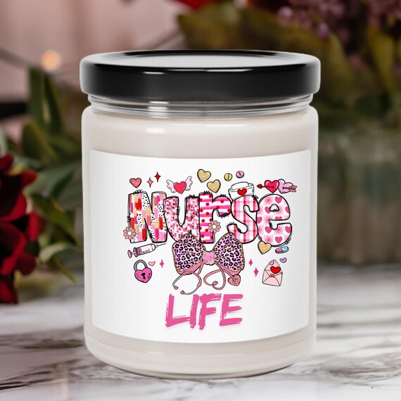 Soy Candle Nurse Life Leopard Valentine,RN Nurse Gift Valentine's Day Candle,9oz Soy Candle Nurse Appreciation Gift