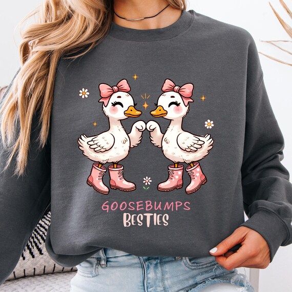 Besties Coquette Goose Sweatshirt ,Sassy Goose with a Bow Serving Farmyard Flirt , Cute gift sweatshirt for Goose Lovers