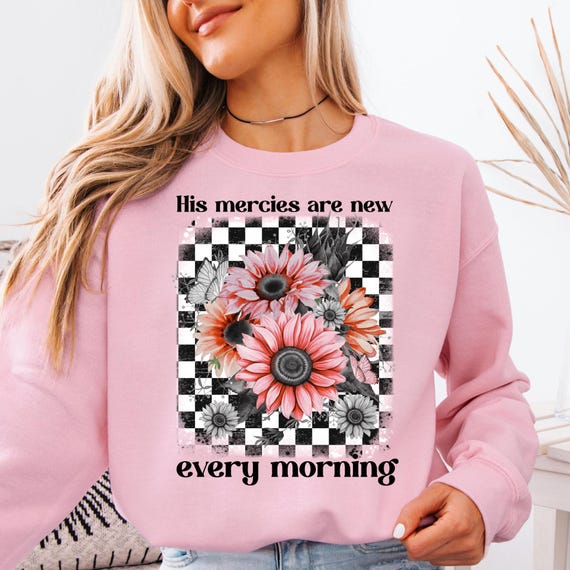 Religious Checkerboard Daisy Sweatshirt, Christian Gift for Mom or Friend, Cute Church Group Sweatshirt, Christian Mom Sweatshirt