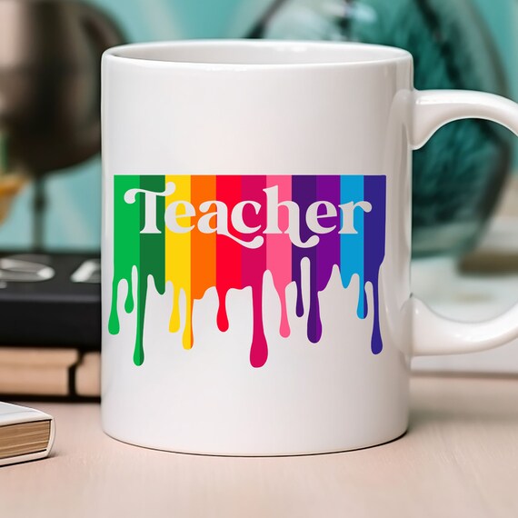 Paint Drip Mug Teacher Coffee Mug, Teacher Coffee Cup Gift For Art Teacher, Gift For Teacher Mug Paint Teacher Mug, Coffee Teacher Gift