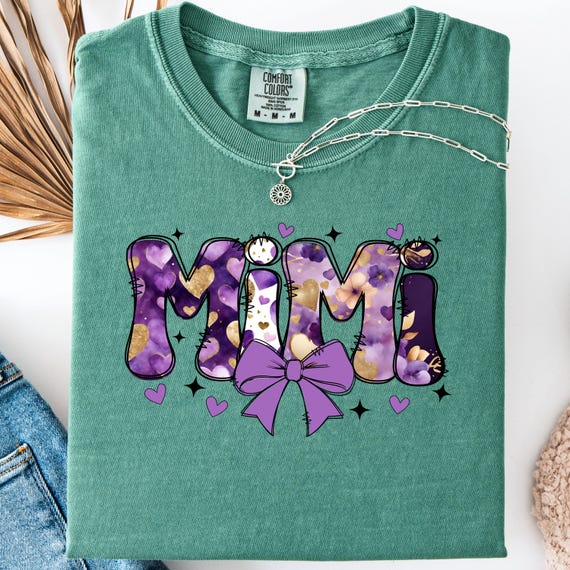 Floral Mimi Comfort Color T-Shirt: Gift Heart Mimi Tee