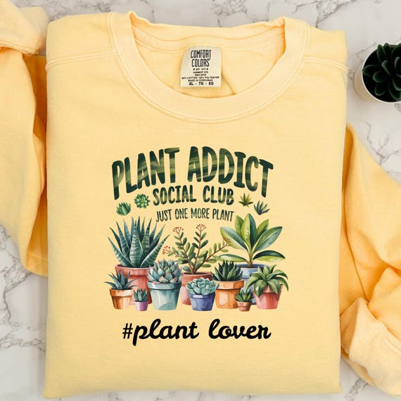 Plant Lover Garment-Dyed Sweatshirt, Gardner Mom Gift Pullover, Comfort Color Jumper, Botanical Print Top, Gardening Enthusiast Sweatshirt
