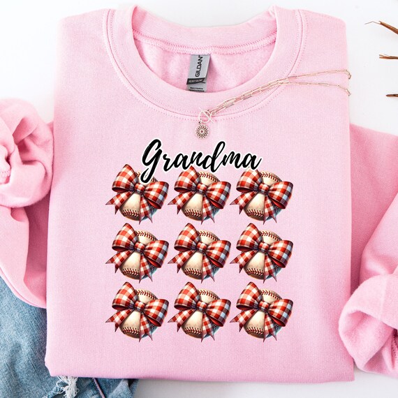 Retro Coquette Baseball Grandma Sweatshirt , Sporty & Sweet with Retro Flair gift for Baseball Lover Grandma