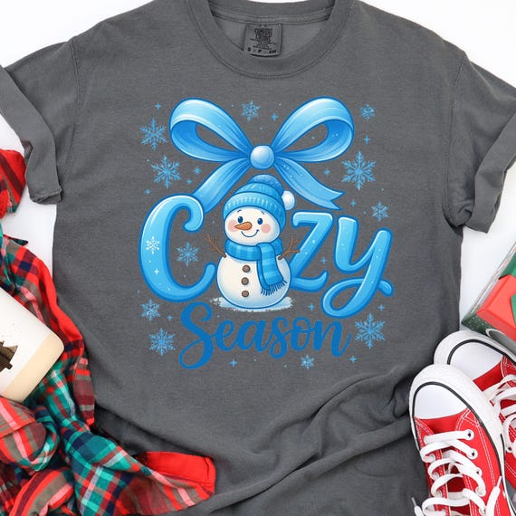 Cozy Season Snowman Tee: Winter Holiday Shirt