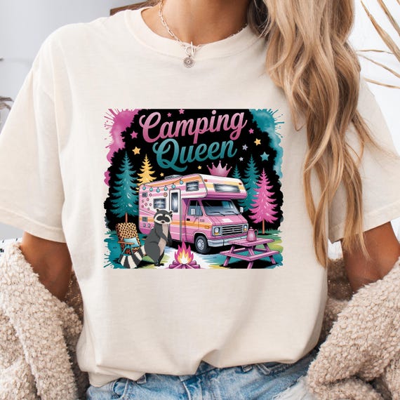 Camping Queen Comfort Color Tee,  Gift for Camping Lovers Tshirt, Camping or Hiking T-shirt, Camping Shirt for Women