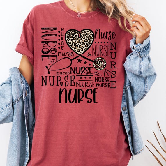 Leopard Print Nurse Shirt: Comfort Colors Tee, Nurse Appreciation Gift