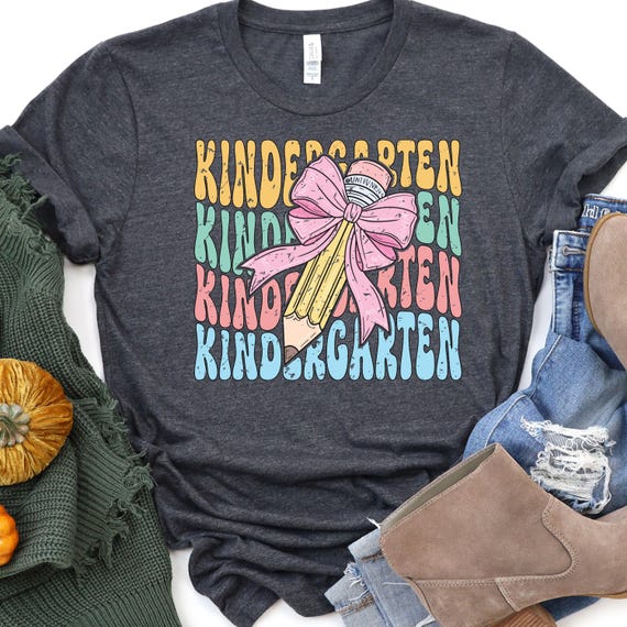 Kindergarten Teacher Retro Coquette Tee  Gift for Teacher, Educator Shirt Retro Style, Back to School Teacher Appreciation
