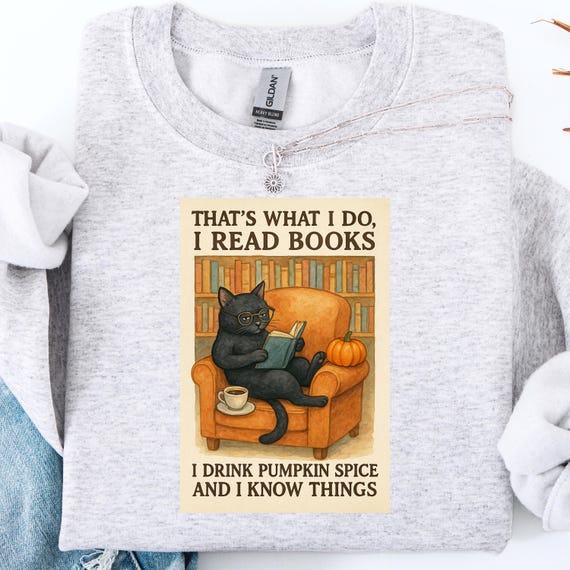 Cat Reading T-Shirt: Funny Book Lover Gift, Cozy Cotton Blend