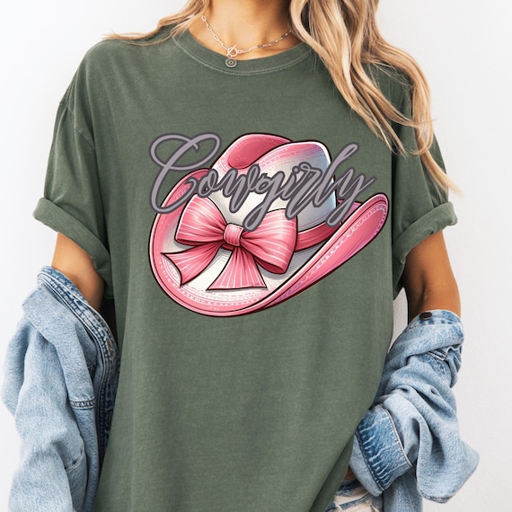 Cowgirl Hat Comfort Color T-shirt, Girly Cowgirl Hat Gift for a Cowgirl  Garment-Dyed Tee, Country Western Shirt, Rodeo Apparel