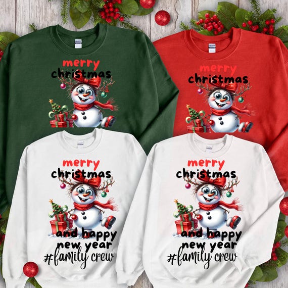 Snowgirl Family Matching Christmas Sweatshirt, Funny New Year Winter Holiday Apparel, Gift for Relatives, Unisex Crewneck Shirt, Cozy