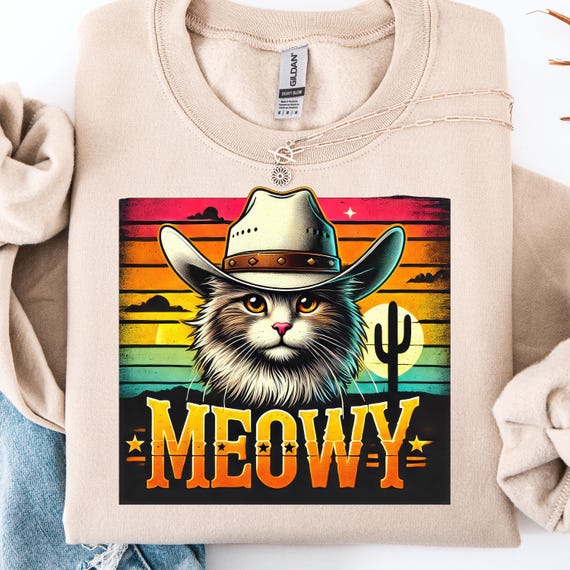Cowboy Cat Shirt, Meowy Tee for Cat Lovers, Western Gift
