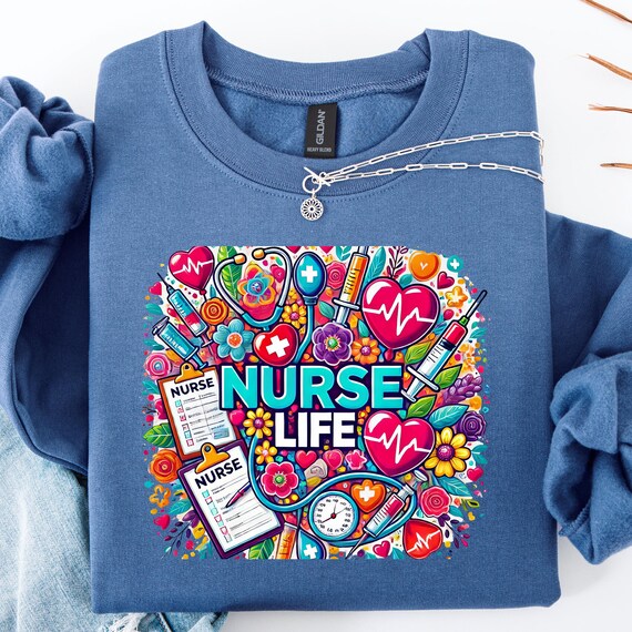 Nurse Life Heartbeat Retro Sweatshirt Gift for Nurse Appreciation sweatshirt,  Retro Vibes for Everyday Heroes in Scrubs