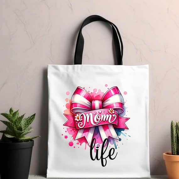 Mom Life Tote Bag, Mom Birthday Gift,  Tote Bag For Mom, Cool Mom Tote Bag, Mom Stuff Tote Bag, Mom Canvas Tote Bag, Girly MomTote Mom gift