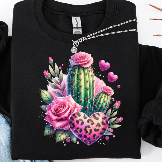 Cactus Lover Shirt,  Succulent Gift Plant Lover T-Shirt, Cute Cactus and Roses Shirt