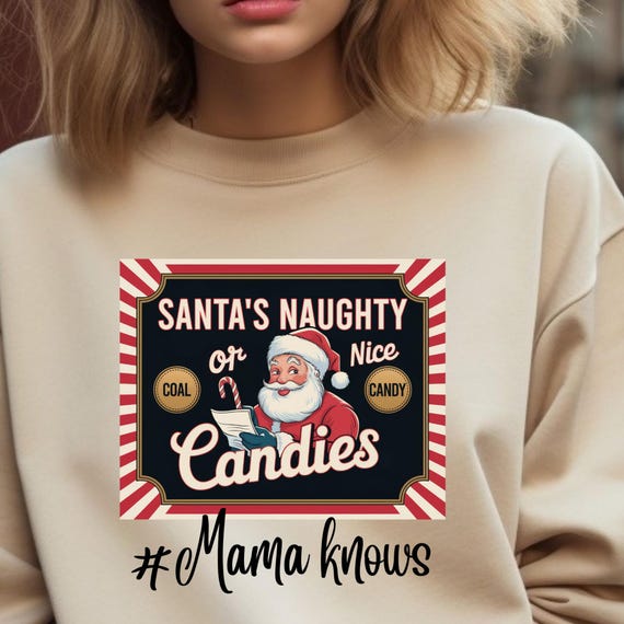 Santa Vintage Christmas Sweatshirt Gift for Mama,Holiday Mama sweatshirt,Mama Xmas gift, Funny Christmas mom gift,Funny Santa shirt for Mama
