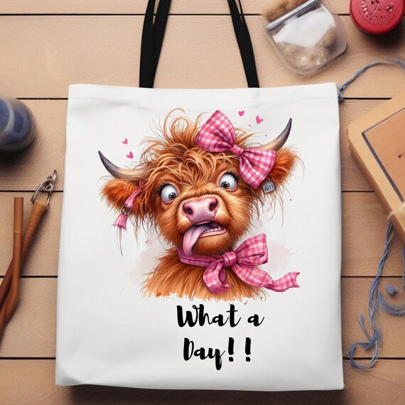 Funny Heifer Pink Tote Bag, Funny Cow Gift Shopping Bag  Cute Animal Lover Reusable Grocery Bag, Farmhouse Market Tote, Funny Animal Saying