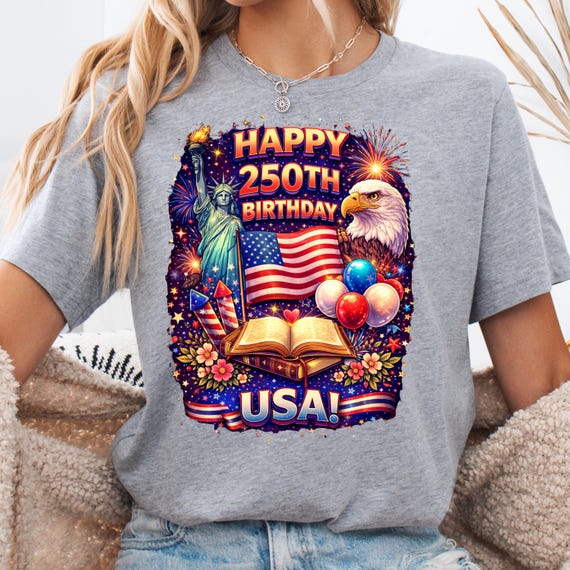 USA 250th Birthday Shirt, Patriotic Tee for American Pride, Independence Day USA Celebration Gift