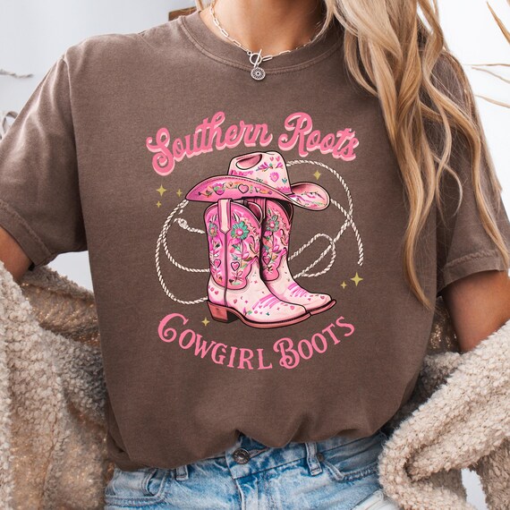 Cowgirl Boot Coquette T-Shirt, Western Gift Comfort Color Tee  Garment-Dyed Shirt, Rodeo Apparel, Country Music Festival Top, Ranch wear