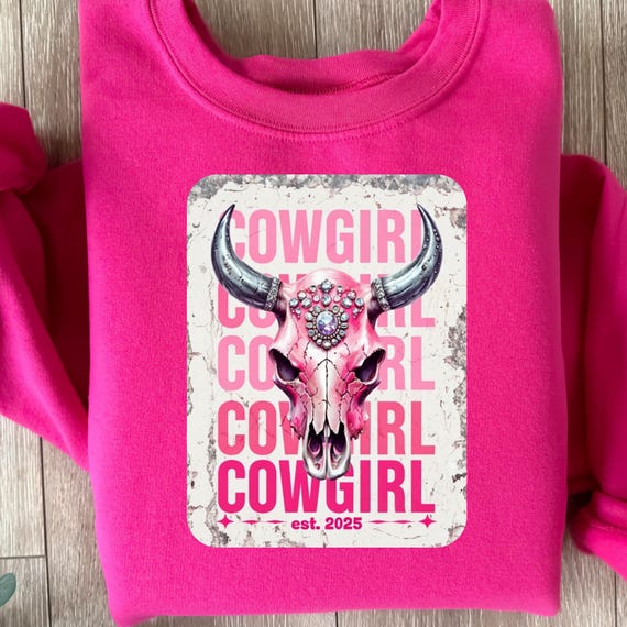 Pink Girly Cowgirl Sweatshirt,Cowgirl Girly Pink Gift for Women, Western Style Sweater Rodeo Apparel, Cute Pink Cowgirl Top for Cowgirl gift