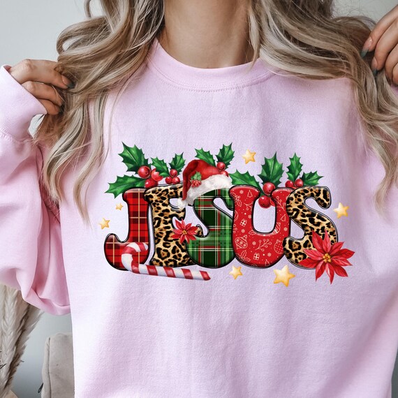 Christmas Jesus Sweatshirt Gift, Holiday Religious Crewneck shirt, Christian Mom Clothing, Xmas Winter Apparel, Festive Religious Top