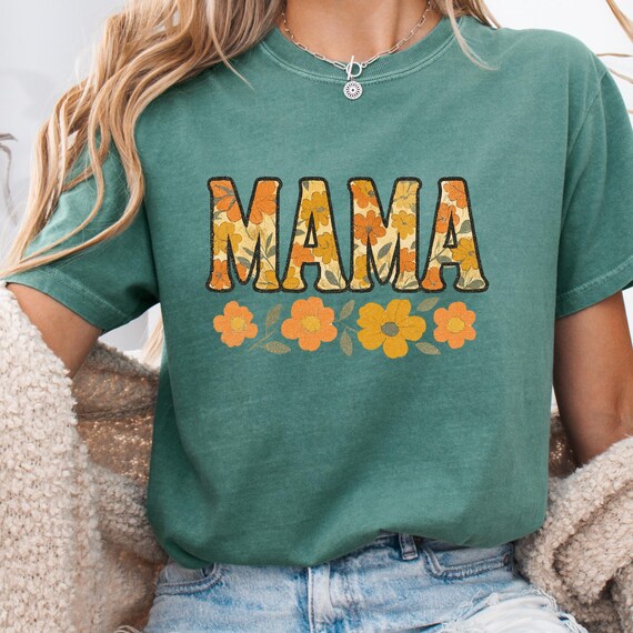Mama Flower Tee Gift For Mom, Retro Mama Shirt, Retro Floral Mama Flower Shirt, Mothers Day Gift,  Retro Flower Tee, Retro Flower, Boho Tee