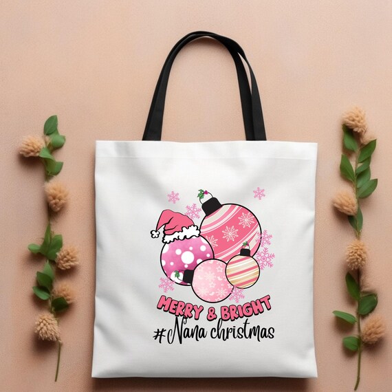Nana Christmas Canvas Tote Holiday Gift Santa Eco Friendly Practical Bag
