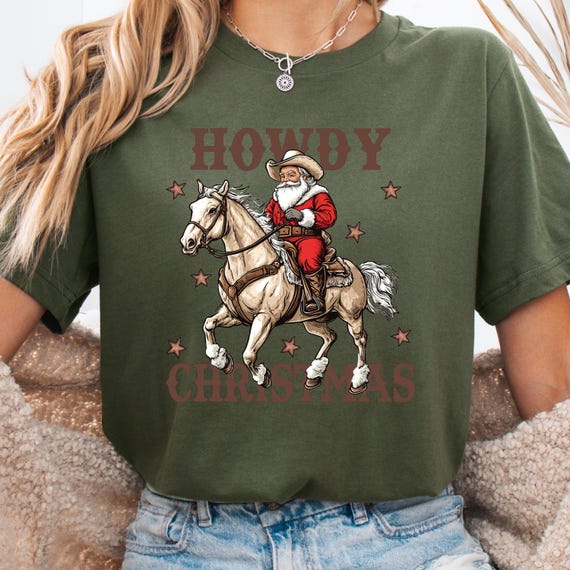 Cowboy Santa Christmas T-Shirt, Western Xmas Tee