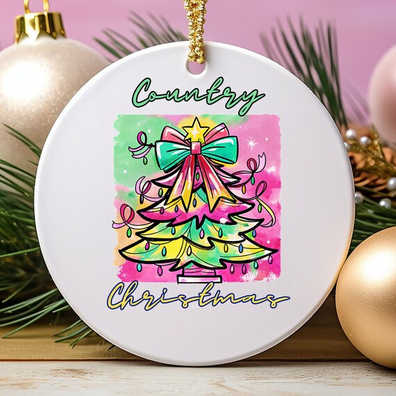 Retro 90's Christmas Tree Ornament: Vibrant Holiday Decor