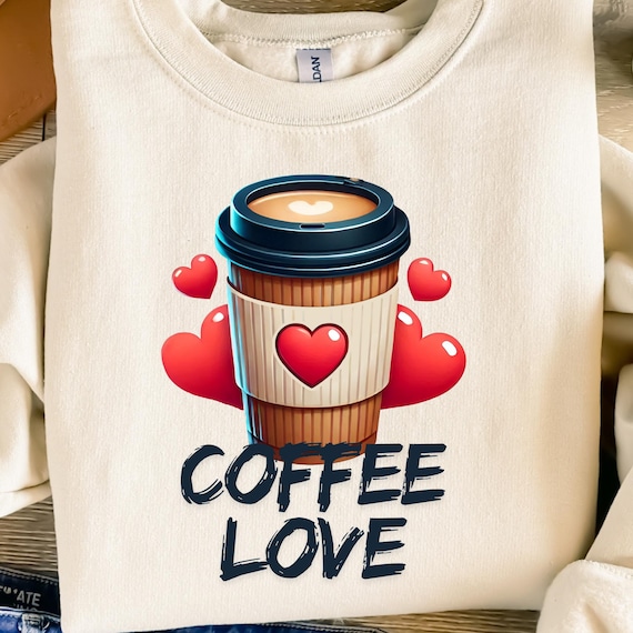 Coffee Lover Valentine Sweatshirt, Heart Coffee Lover Valentine Shirt, Coffee Lover Gift, Coffee Lover Sweater, Crewneck Sweatshirt