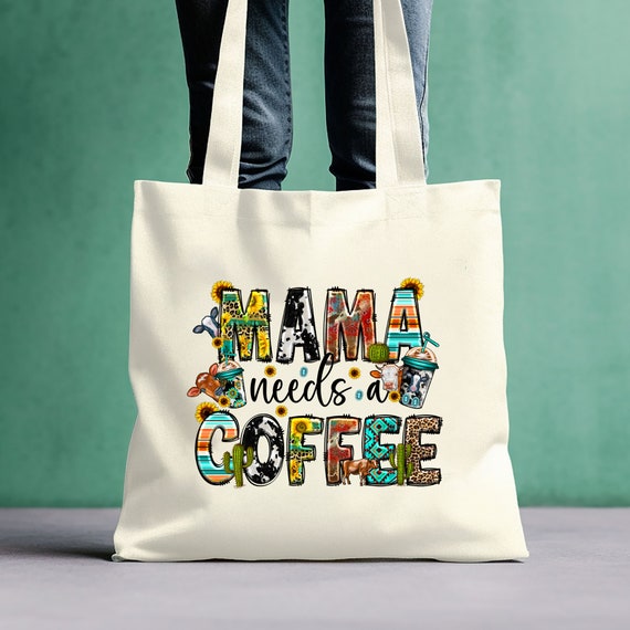 Cowgirl Tote Bag,  Western Tote Bag,Gift For Cowgirl, Western Graphic Tote, Coffee Lover Tote, Southern Tote Bag, Country Girl Tote,Country