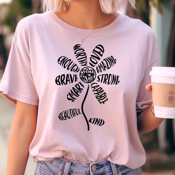 Inspirational Shirt Retro Flower Shirt,  Gift For Her Motivational Quote,  Positive Vibes Shirt Motivational Tee, Boho Flower Shirt Vintage