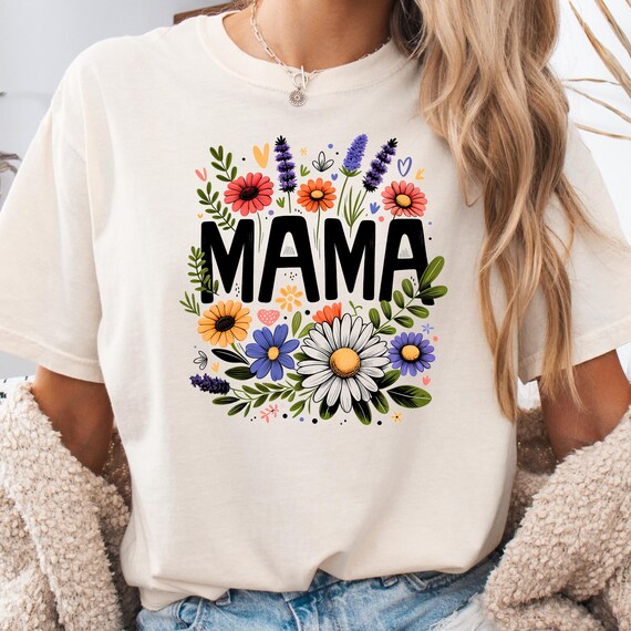 Wildflower Mama Comfort Color T-Shirt, Gift for Mama Floral Shirt, Mothers Day Gift Tee  Garment-Dyed Tee, Spring Fashion Floral