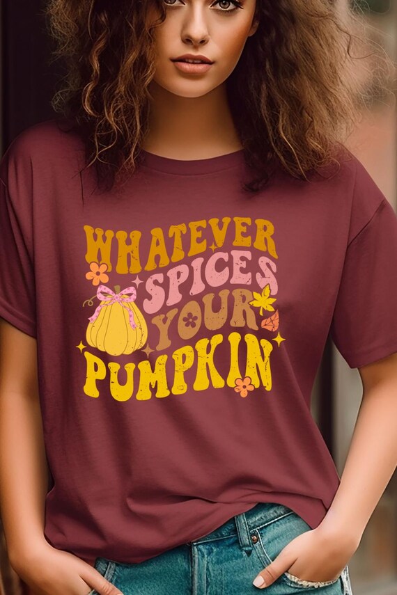 Pumpkin Spice Retro T-Shirt, Gift for Fall Lover Pumpkin Tee   Short Sleeve Shirt, Autumn Seasonal Shirt for Halloween
