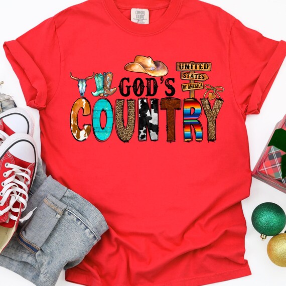 God's Country comfort color Shirt, Western Tee for Country Music Fans, Rustic Gift, Cowboy T-Shirt