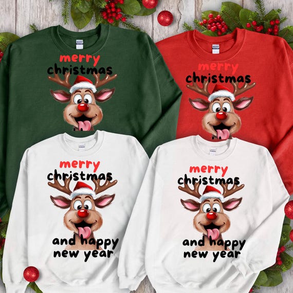 Funny Family Reindeer Sweatshirt , Christmas Gift for Family Members, New Years Xmas shirt, Holiday Apparel, Winter Clothing, Xmas Sweater