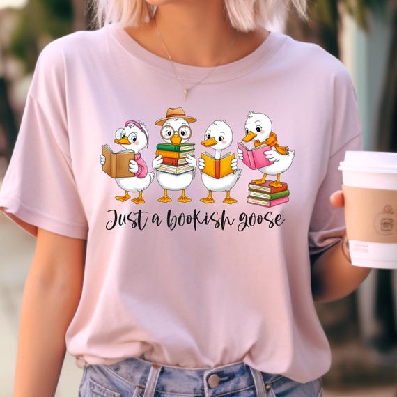 Bookish Goose Shirt for Readers, Literary Tee, Gift for Book Lovers, Reading Goose T-Shirt, Funny Bookworm Tee, Book Nerd Shirt