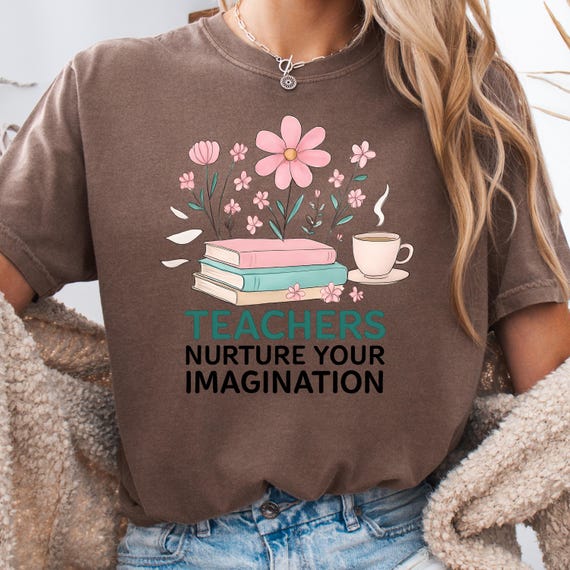 Teacher Coffee Lover Shirt, Floral Comfort Colors Tee Cute Gift for Teacher, Caffeine Classroom Shirt, Back to School Tee