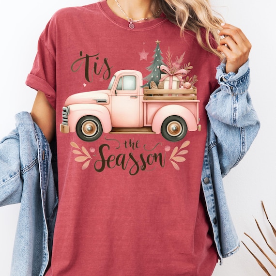 Pink Christmas Truck Shirt: Festive Holiday Tee