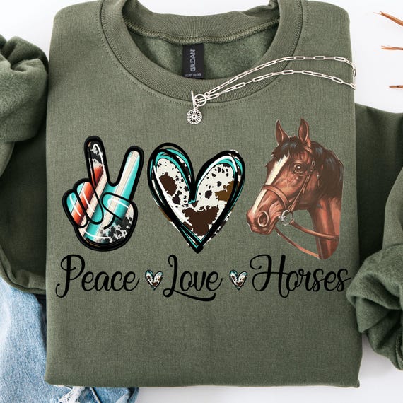 Peace Love Horses Shirt, Equestrian Leopard Texas Design
