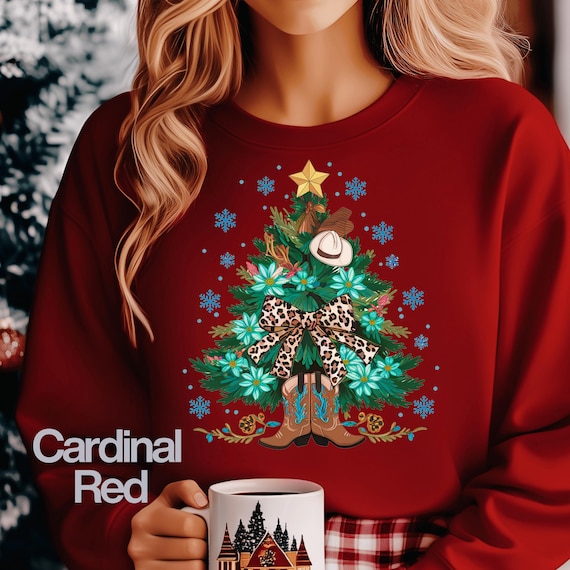 Western Holiday Tree Sweatshirt: Gift shirt for Country Fans